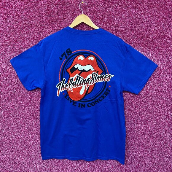 The Rolling Stones 78 Live in Concert blue Tshirt size Large - Picture 1 of 4